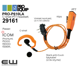 Proequip PRO-P610LA C-shell headset med PTT (F2000, F1000, F-29SR, ProHunt..)