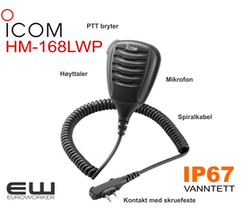 Icom IP67 Høyttalende Håndholdt Mikrofon HM-168LWP (F1000, F2000)