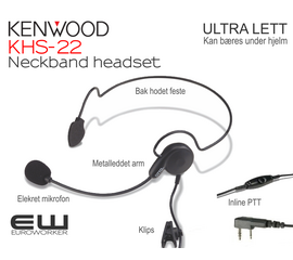 Kenwood KHS-22 Lightweight Headset med PTT (NX-, TK- & TH-serie)