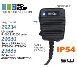 ProEquip PRO-SP680 Håndholdt Mikrofon med 3,5mm Audioinngang - 29680, 29234, 29685