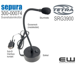 300-00074 - Sepura SRG Svanehalsmikrofon med sokkel (SRG3900)(TETRA)