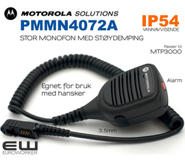 Motorola PMMN4072A Stor Monofon (IP54, 3,5mm audio, Nødknapp) (MTP3000, MTP6000)