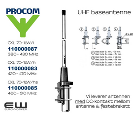 Procom UHF Antenne CXL 70-1LW/h (420-470 MHz)