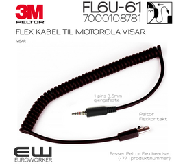 3M Peltor Flex kabel til Motorola Visar FL6U-61 (3,5mm skrufeste) 7000108781