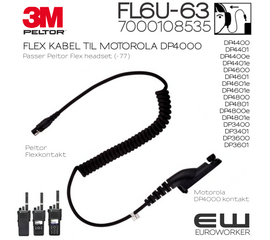 3M Peltor Flex kabel FL6U-63 til Motorola DP4000 (7000108535)