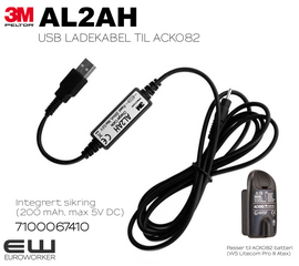3M Peltor AL2AH - USB ladekabel til ACK082 (7100067410) WS Litecom Pro III Atex