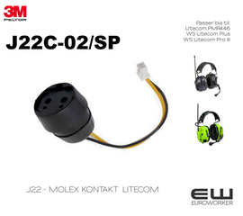 3M Peltor Molex J22 mikrofonkontakt Litecom-serie