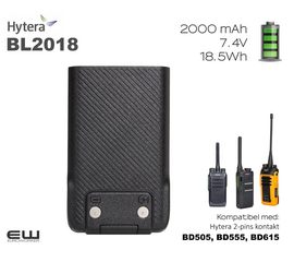 Hytera BL2018 batteri - 2000 mAh (BD505, BD555, BD615)