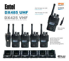Entel DX485 UHF eller DX425 VHF Vanntett Yrkesradio Bundle  (IP68, DMR)