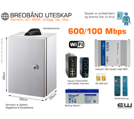 Industri Bredbånd Uteskap (600/100 Mbps,  4G  & WiFI)