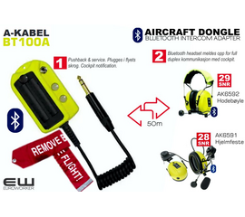 Akabel BT100A - Full Duplex Aircraft Intercom Adapter (Bluetooth 50m)