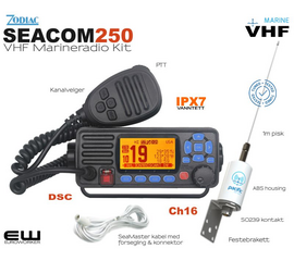 Zodiac Seacom 250 VHF Marineradio KIT (Fastmontert, Vanntett,  VHF)