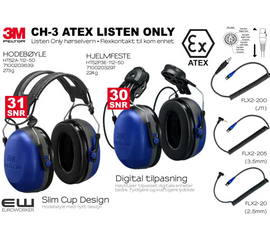 3M Peltor CH-3 FLX2 - Atex Listen only Hearing Protector (SNR30)