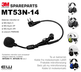 3M Peltor MT53N-14/1 Elektret Mikrofon (WS ALert X, XP, XPI Litecom PMR446)