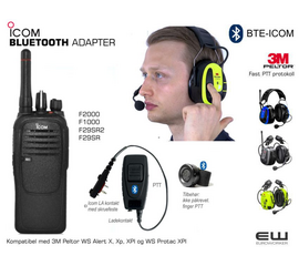 Bluetooth Headset & PTT Adapter for Icom F29SAR2, F2000.. (3M Peltor protokoll)