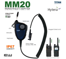 MM20 Monofon & Nøklingsbryter for Hytera PD6 og HP6-serie (J11, IP67)