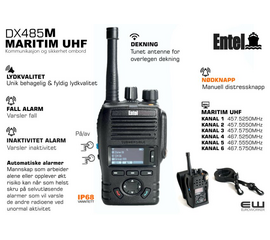 Entel Marine UHF DX485M og DX482M (UHF, Bluetooth, IP68, Alarm)