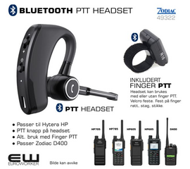 Zodiac Bluetooth PTT Headset inkl Finger PTT (HP6. HP7, D400)