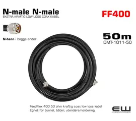 FF400 UTENDØRS 50m LOW LOSS COAX KABEL (N-male N-male) , FF400 DMT-1011-50, feedflex, antennacable