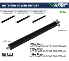 Procom Amphenol 2, 3, 4 Way Antenna Divider (splitter) - APS-02-WBS-LP-NF-CC