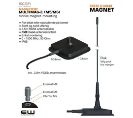 Scan Antenna MAGNET Fot med 3.65 kabel RG58 med FME hunn
