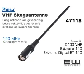 Zodiac VHF Lang antenne 140Mhz