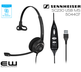 Sennheiser SC-230 USB MS for Skype for Business (504407) og CTRL for UC (504405)