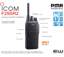 ICOM F29SR Lisensfri Håndholdt Radio (446MHz)(Analog)