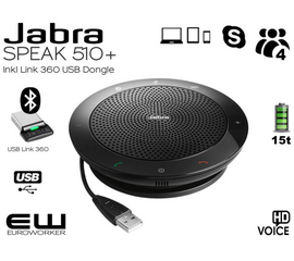 Jabra Speak 510+ Speakerphone (USB & Bluetooth + USB Bluetooth Dongle)