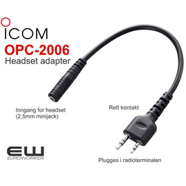 Icom OPC-2006 - Headset adapterkabel type rett