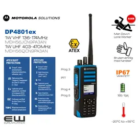 Motorola MOTOTRBO DP4801EX (ATEX) (IP67) SHIP - ONBOARD - FIREFIGHTING - MDH56QCN9PA3AN, MDH56JCN9PA3AN, MDH56JCN9QA5AN, MDH56QCN9QA5AN