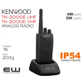 Kenwood  TK-3000E (UHF) & TK-2000E(VHF) Analog Håndholdt Radio
