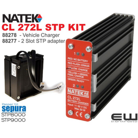 Natek CL-272L Li-Ion Vehicle Batteri Charger Kit med 2 Slot Sepura STP Adapter