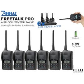 Zodiac Freetalk Pro Bundle med Multicharger (Analog, 444MHz & 446 MHz)