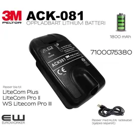 3M Peltor ACK081 Batteri til Litecom Pro II & Litecom Plus (3M id: 7100075380)