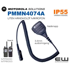 Motorola PMMN4074A Liten & Hendig Monofon (IP55, 3,5mm audio, Alarmknapp) (MTP3000, MTP6000)