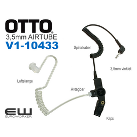 V1-10433Otto V1-10433 3,Airtube earpiece vinklet (3,5mm, Listen Only)