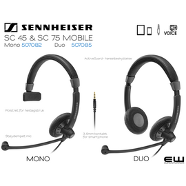 Sennheiser SC45 (Mono) & SC75 (Duo) MOBILE Headset (3,5mm)-507082-507085