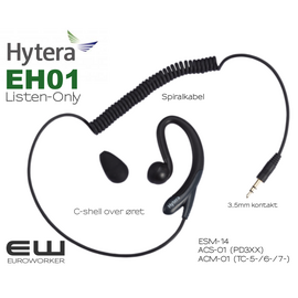 Hytera EH-01 Listen Only Earpiece 3,5mm til ACS-01 (PD365, PD355, PD375 mfl)