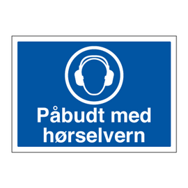 HMS skilt Påbudt med Hørselvern (symbol og tekst)