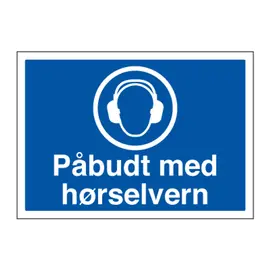 HMS skilt Påbudt med Hørselvern (symbol og tekst)
