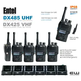 Entel DX485 UHF eller DX425 VHF Vanntett Yrkesradio Bundle  (IP68, DMR)