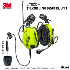 3M Peltor FL6BR Litecom J11 tilkoblingskabel eksternt samband - euroworker - nødnett