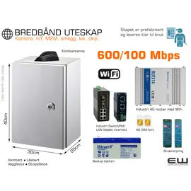 Industri Bredbånd Uteskap (600/100 Mbps,  4G  & WiFI)
