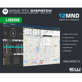 Velg Wave PTX Dispatch lisensperiode fra menyen, lengre løpetid gir redusert pris:

    3mnd ( GMLN7676A)
    6mnd  (2x GMLN7676A)
    12mnd (GMLN5551A )
    24mnd (GMLN5552A)
    36mnd (GMLN7673A)
    48mnd (GMLN7674A)
    60mnd (GMLN7675A)