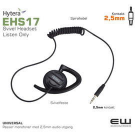 Hytera EHS17 - Universal 2,5 mm Listen Only Svivel Headset