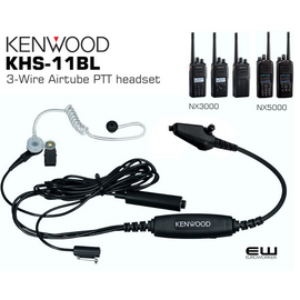 Kenwood KHS-12BL 3-Wire AIrtube PTT headset (NX3000, NX5000)