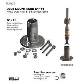 Scan Antenna Deck Mount Heavy Duty (G1"X11)