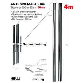 Antennemast Skjøterør 4m og 6m