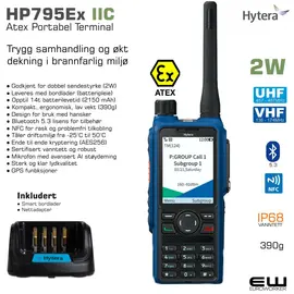 Hytera HP795EX IIC og IIA Atex Terminal (UHF, Bt, IP68, GPS, AI) - Røykdykking SOLAS